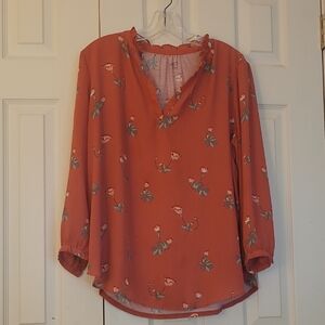 LOFT Rust Floral Blouse